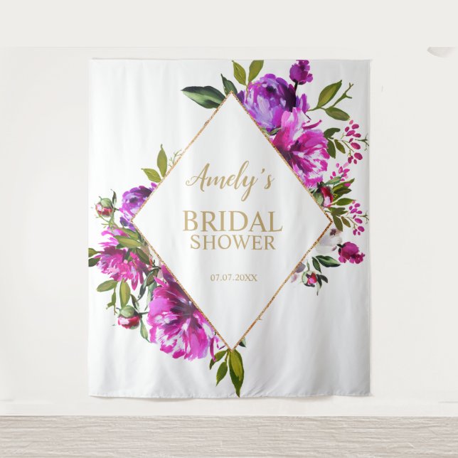 Bridal Shower Backdrop - Purple Flowers (Front)
