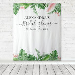 Bridal Shower Backdrop Tropical Floral Photo Booth<br><div class="desc">Tropical Green Palm Leaves and Blush Pink Flowers Floral Watercolor Spring or Summer Wedding Bridal Shower Photo Booth Backdrop - includes beautiful and elegant script typography with modern tropical botanical flowers and greenery for the special Wedding day celebration.</div>