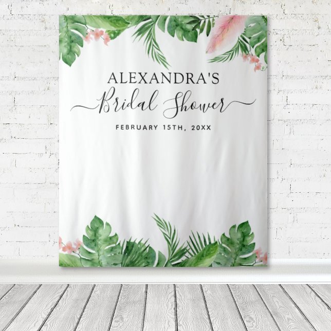 Bridal Shower Backdrop Tropical Floral Photo Booth (Creator Uploaded)