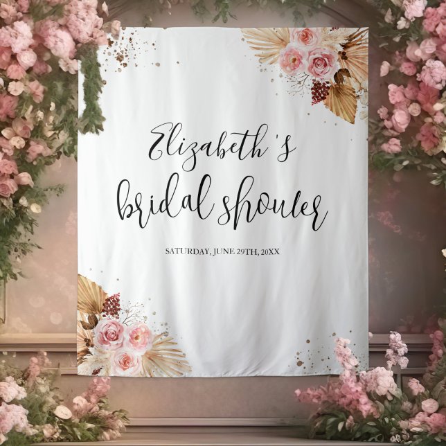 Bridal Shower Backdrops | Watercolor Boho Glitter (Creator Uploaded)
