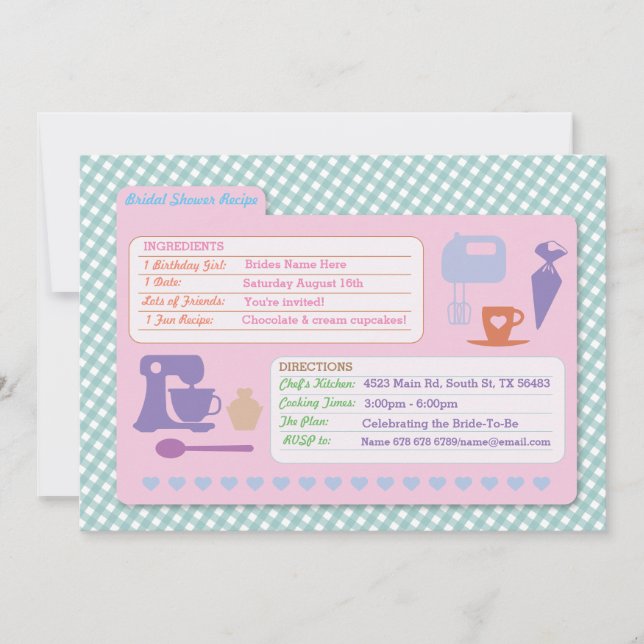 Bridal Shower Baking Recipe Card Bake Party Invite (Front)