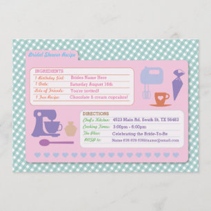 Bridal Shower Baking Recipe Card Bake Party Invite