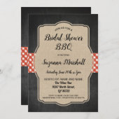 Bridal Shower BBQ Invite Red Gingham Burlap Invite (Front/Back)