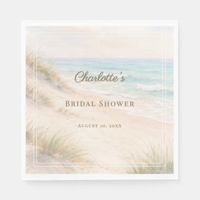 Bridal Shower beach coastal elegant luncheon Napkins (Front)