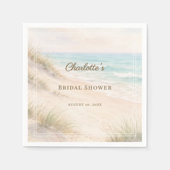 Bridal Shower beach coastal elegant Napkins (Front)