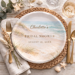 Bridal Shower beach coastal elegant Paper Plates