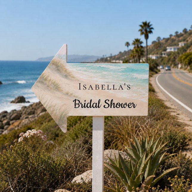 Bridal Shower beach coastal guest welcome arrow  Sign (Creator Uploaded)