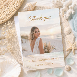 Bridal Shower beach coastal summer photo Thank You Card