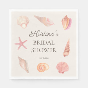 Bridal Shower Beach Party Pink Seashells Napkins