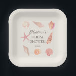 Bridal Shower Beach Party Pink Seashells  Paper Plates<br><div class="desc">Elevate your bridal shower celebration with these custom paper plates, designed with a coastal touch featuring seashells in soft neutral tones. These plates are perfect for serving your guests in style while celebrating the bride-to-be. Easily personalize them with the bride’s name and shower date to create a unique keepsake from...</div>