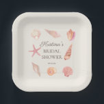 Bridal Shower Beach Party Pink Seashells  Paper Plates<br><div class="desc">Elevate your bridal shower celebration with these custom paper plates, designed with a coastal touch featuring seashells in soft neutral tones. These plates are perfect for serving your guests in style while celebrating the bride-to-be. Easily personalize them with the bride’s name and shower date to create a unique keepsake from...</div>