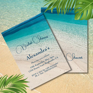 Bridal Shower Beach Scene Coastal Blue Invitation