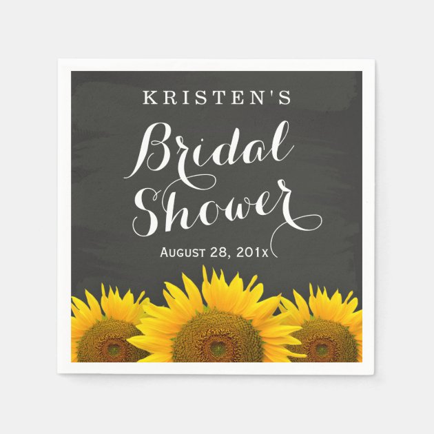 Bridal Shower Beautiful Sunflowers Chalkboard Napkin