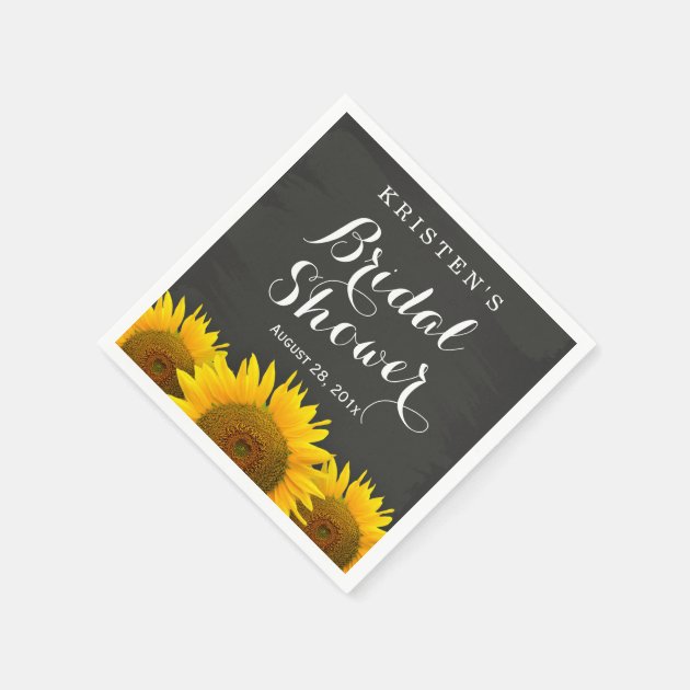 Bridal Shower Beautiful Sunflowers Chalkboard Napkin