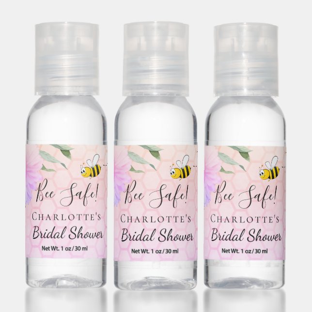 Bridal Shower bee safe florals pink Hand Sanitizer (Set)