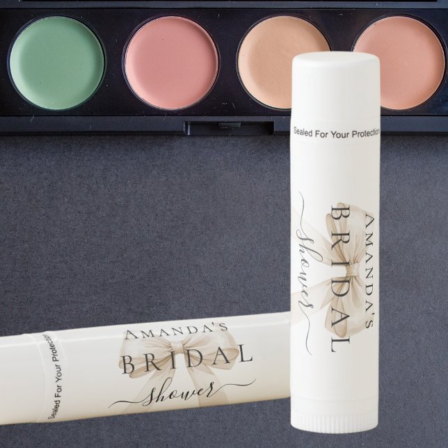 Bridal Shower beige cream bow Lip Balm (Creator Uploaded)