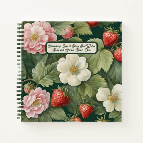 Bridal Shower Berry Best Wishes Square Notebook