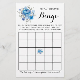 Bridal Shower Bingo Blueflower Game Card Flyer