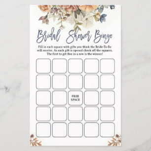 Bridal Shower Bingo Bridal Tea Dusty Blue Flyer