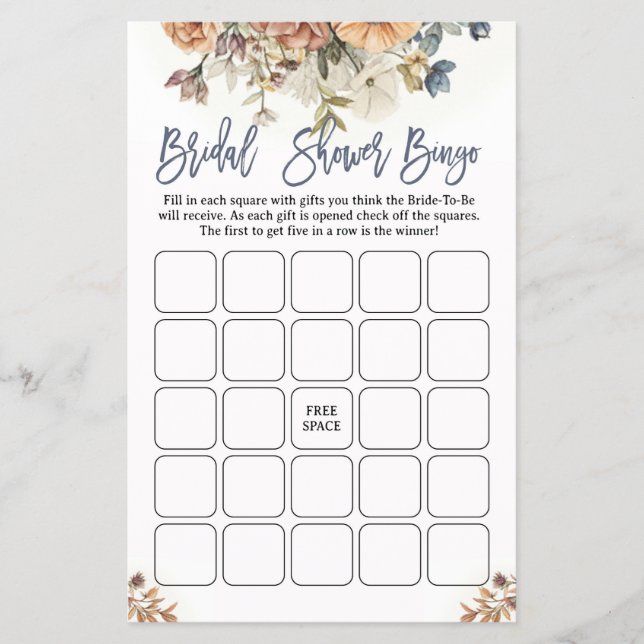 Bridal Shower Bingo Bridal Tea Dusty Blue Flyer (Front)