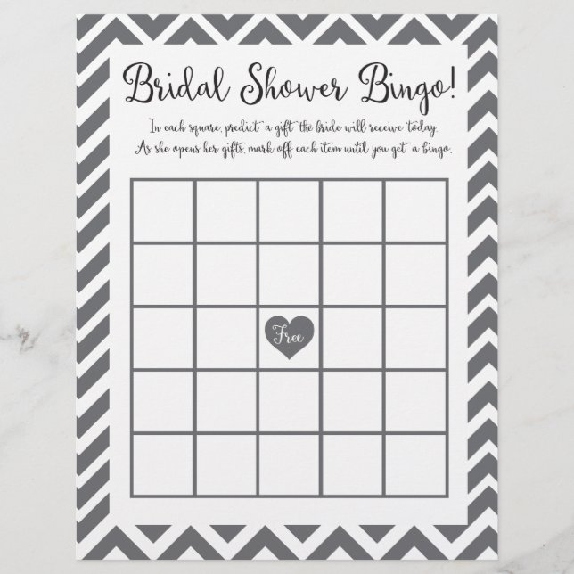 Bridal Shower Bingo Game (Front)