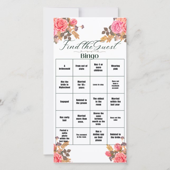 Bridal Shower Bingo Game  Announcement (Front)