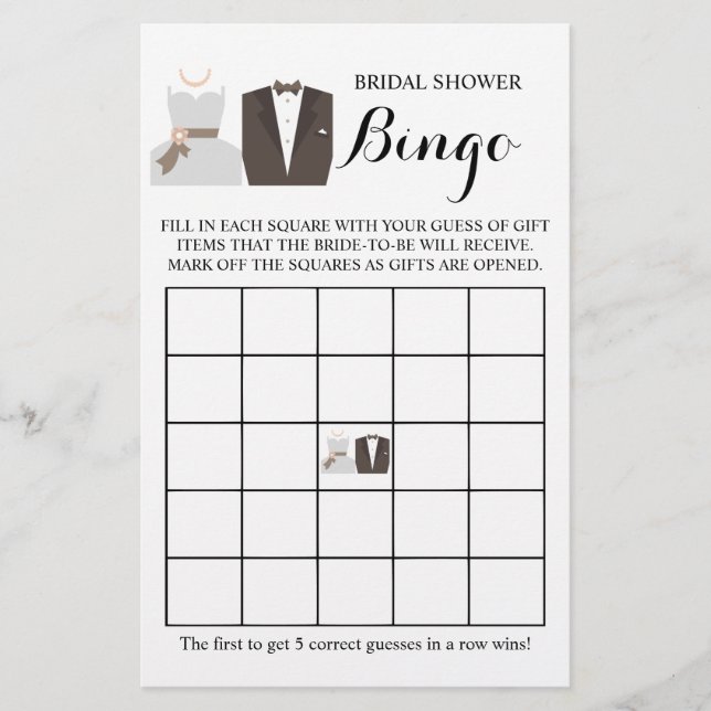 Bridal Shower Bingo Game Card Flyer (Front)