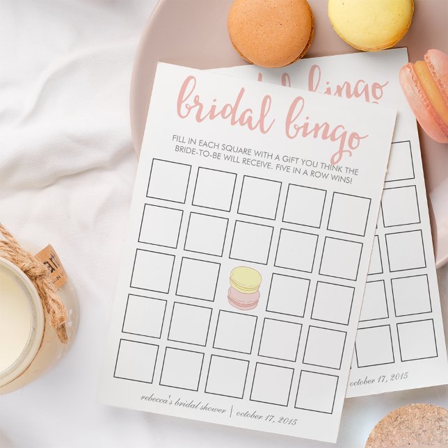 Bridal Shower Bingo Game Card | French Macarons (Creator Uploaded)