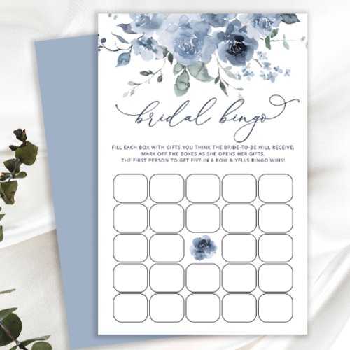 Bridal Shower Bingo Game Dusty Blue Floral