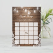 Bridal Shower Bingo Game Rustic String Lights Lace (Standing Front)