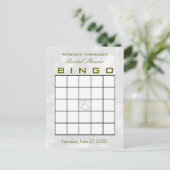 Bridal Shower Bingo Monogram Heart Invitation Postcard (Standing Front)