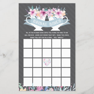 Bridal Shower Bingo, Tea Party with Flowers Flyer