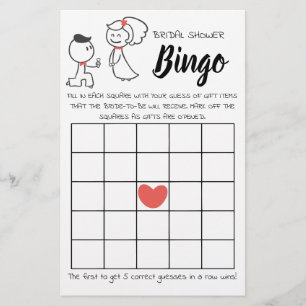 Bridal Shower Bingo Wedding Couple Game Card Flyer
