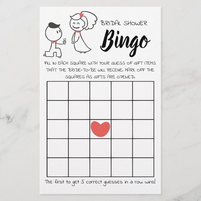 Bridal Shower Bingo Wedding Couple Game Card Flyer (Front)