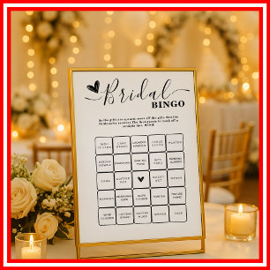 Bridal Shower Bingo Wedding Elegant Calligraphy