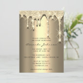 Bridal Shower Birthday 16th Gold 3D Drips Invitation (Standing Front)