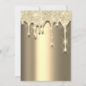 Bridal Shower Birthday 16th Gold 3D Drips Invitation (Back)