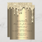 Bridal Shower Birthday 16th Gold 3D Drips Invitation (Front/Back)