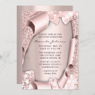Bridal Shower Birthday 16th Rose 3D Glitter UNIQUE Invitation