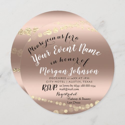Bridal Shower Birthday Confetti Rose Gold Invitation