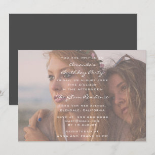 Bridal Shower Birthday Party Photo Gray Grunge Invitation
