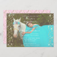 Bridal Shower Birthday Pink Gold Unicorn Party Invitation