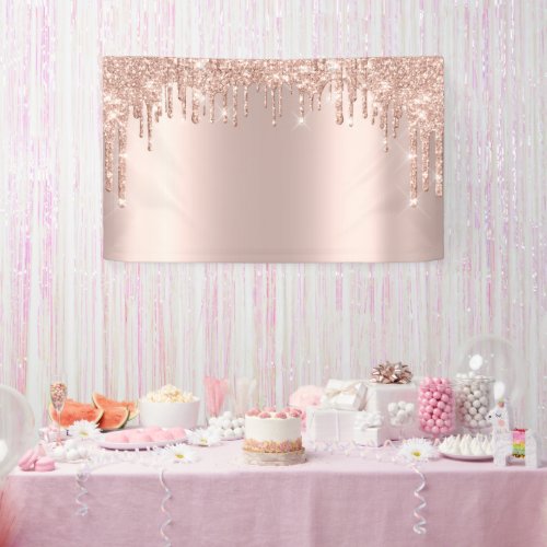 Bridal Shower Birthday Rose Glitter Gold  Banner
