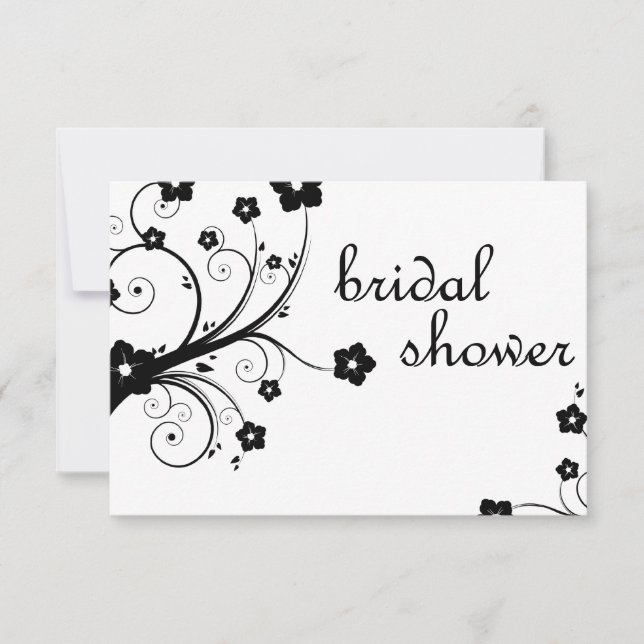 bridal shower : black and white blossoms invitation (Front)