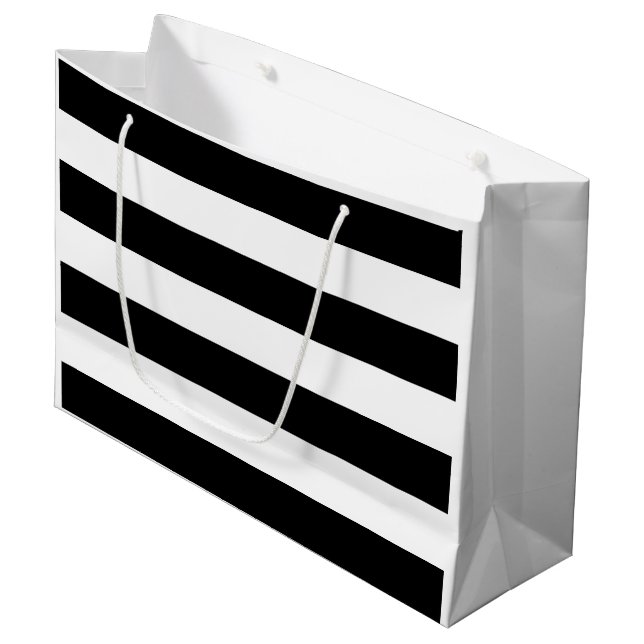 Bridal Shower Black and White Stripe Large Gift Bag (Front Angled)