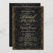 Bridal Shower - Black Damask And Gold Confetti  Invitation at Zazzle
