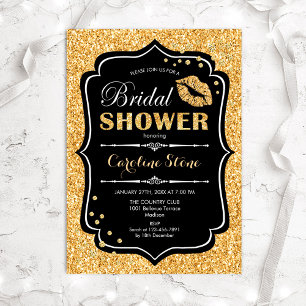 Bridal Shower - Black Gold Invitation
