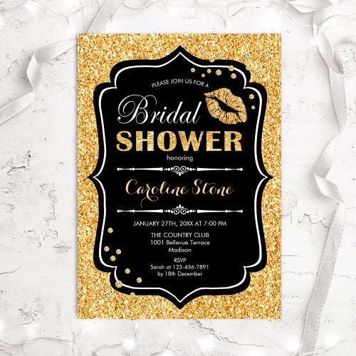 Bridal Shower _ Black Gold Invitation