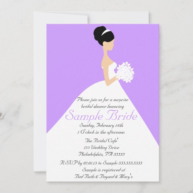 Bridal Shower Black Hair  Bride Invitation (Front)