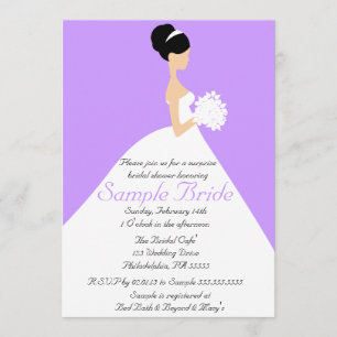 Bridal Shower Black Hair Bride Invitation